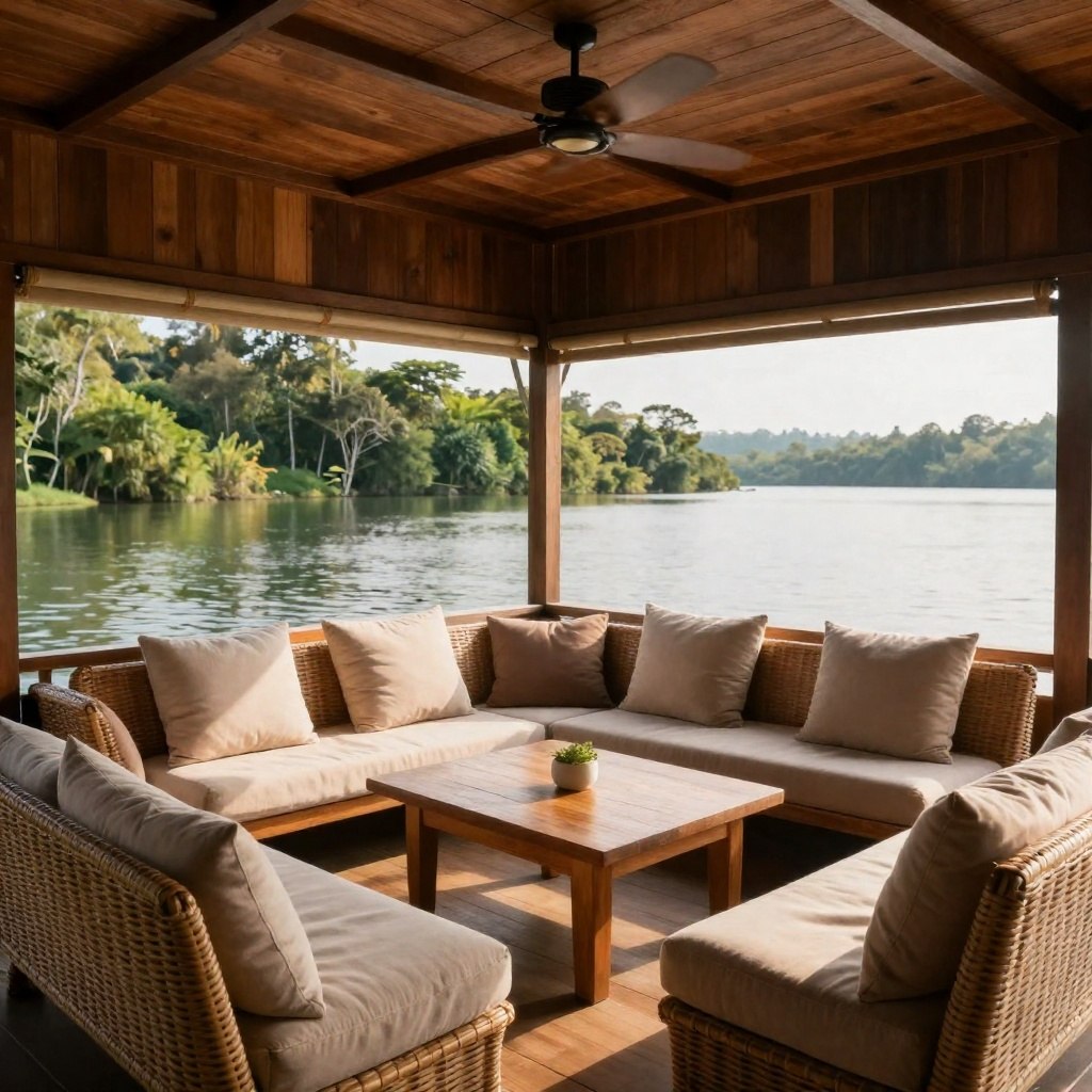 Comfortable common area on the houseboat